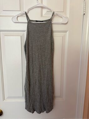 Forever 21 Gray Ribbed Halter Midi Dress